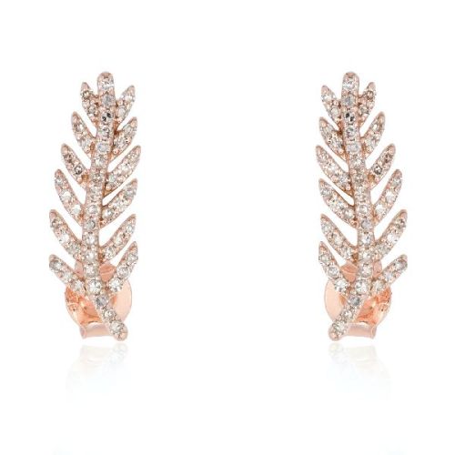 Rose Gold Diamond Leaf Studs