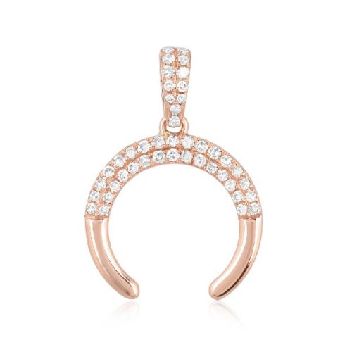 Rose Gold Half Moon Diamond Pendant, For Jewellery Use