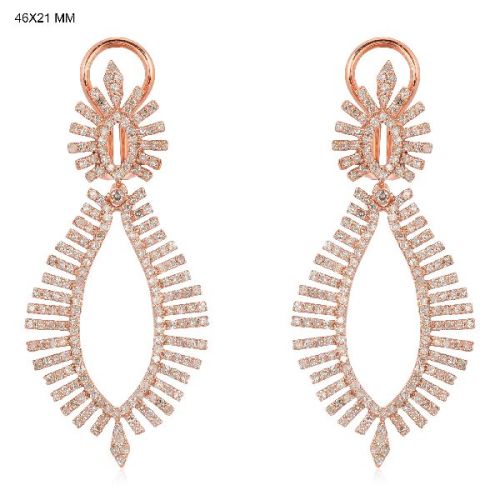 Rose Gold Marquise Shaped Leaf Diamond Earrings