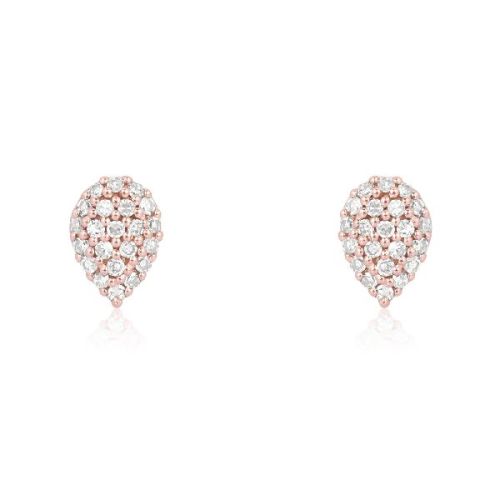 Rose Gold Pave Diamond Pear Stud