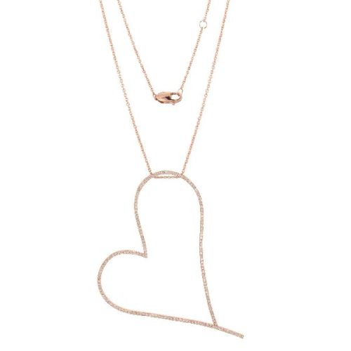 Rose Gold Single Heart Diamond Pendant With Chain