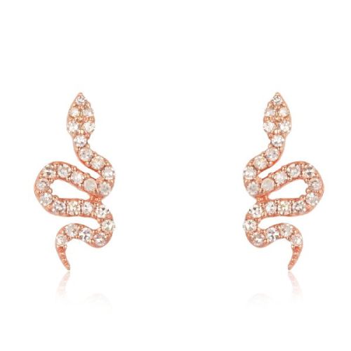 Rose Gold Snake Diamond Earrings