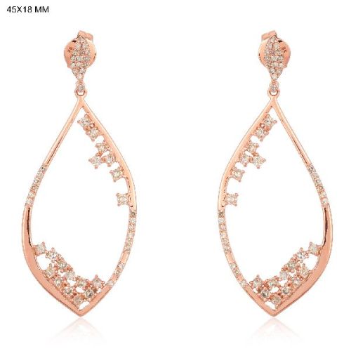 Rose Gold Sprinkling Diamond Dangle Earrings