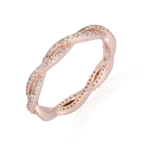 Rose Gold Tangled Minimilistic Diamond Band