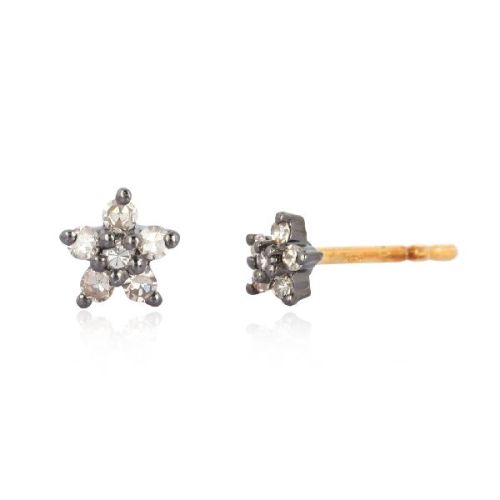 Sterling Silver Diamond Minimalistic Flower Formation Studs