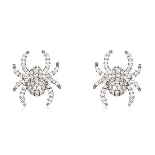 Sterling Silver Diamond Spider Studs