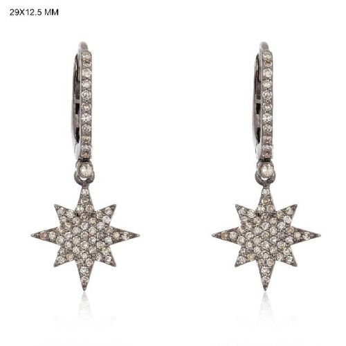 Sterling Silver Diamond Tri Star Climber Earrings