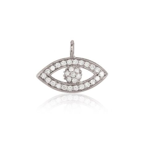 Sterling Silver Evil Eye Diamond Charm