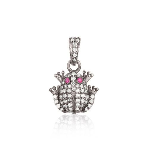 Sterling Silver Frog Diamond Pendant