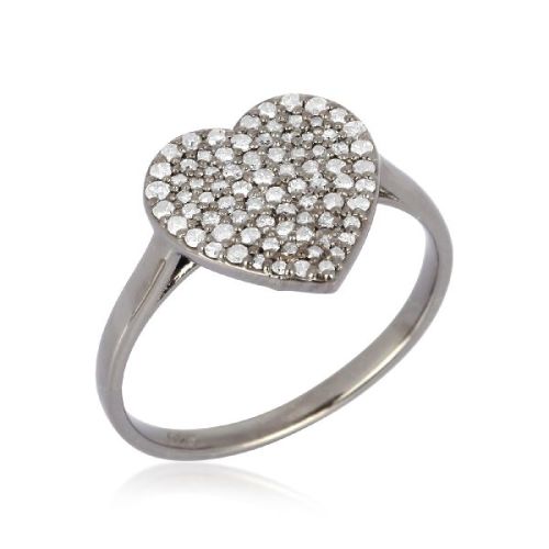 Sterling Silver Heart Diamond Ring, Size : 5 To 20mm