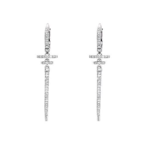 Sterling Silver Long Diamond Bar Earring