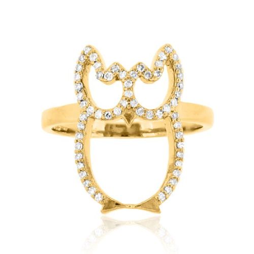 Sterling Silver Owl Diamond Ring, Size : 5 To 20mm