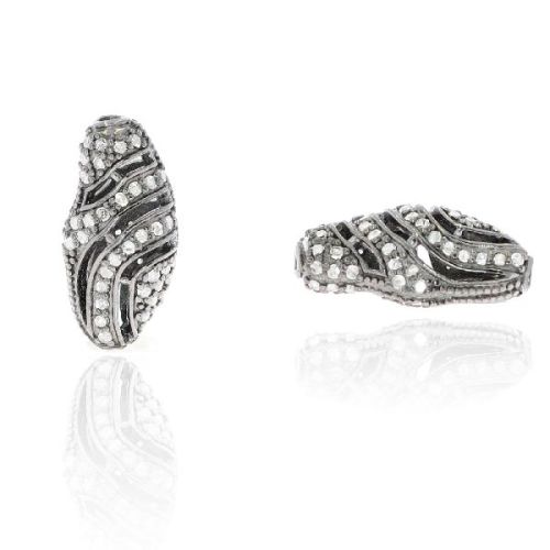 Sterling Silver Pave Diamond Bead