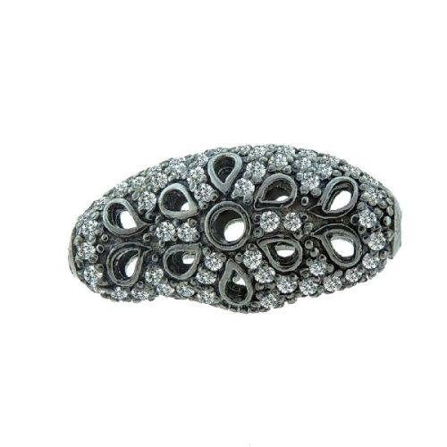 Sterling Silver Pave Diamonds Beads