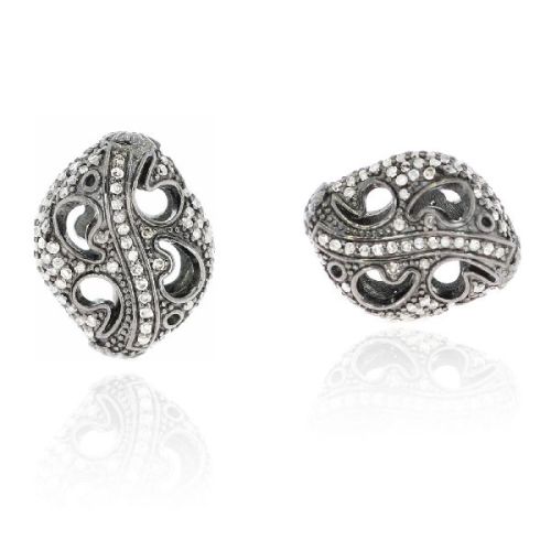 Sterling Silver Paves Diamond Bead