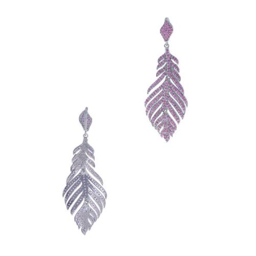 Sterling Silver Ruby Leaf Pendant, Gemstone Color : Red