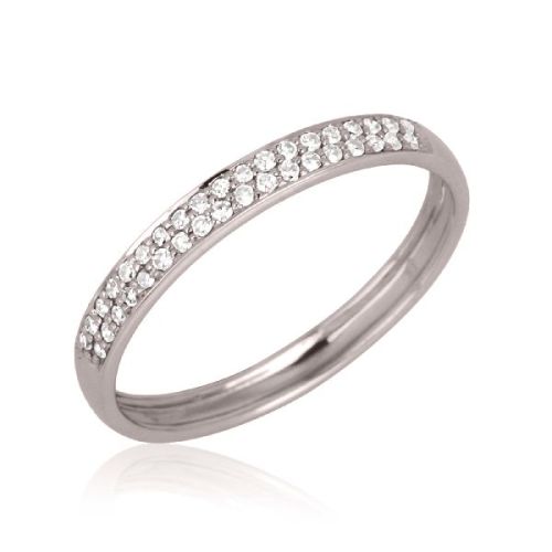 Sterling Silver Two Line Diamond Midi Band Ring