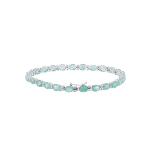 White Gold 5 X 4 Mm Oval Emerald Tennis Bracelet
