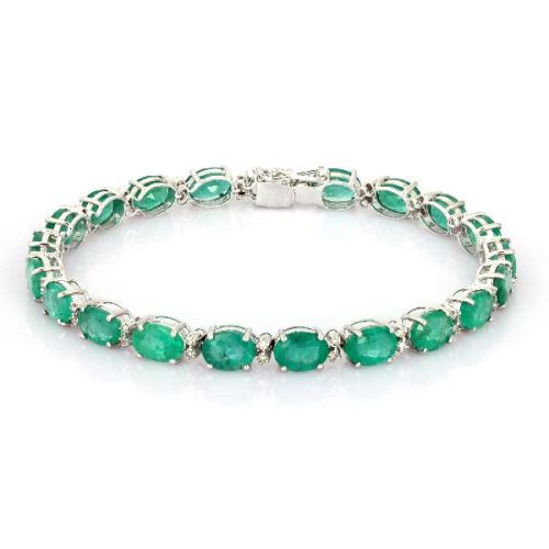 White Gold White Gold 7 X 5 Mm Oval Emerald Tennis Bracelet