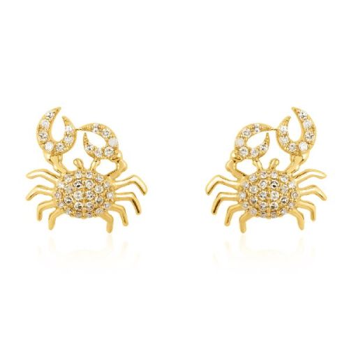 Yellow Gold Diamond Crab Studs