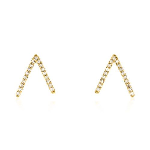 Yellow Gold Diamond V Studs