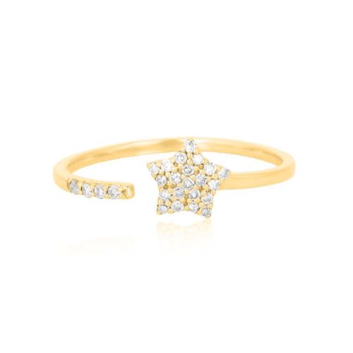 Yellow Gold Star Diamond Open Band Ring