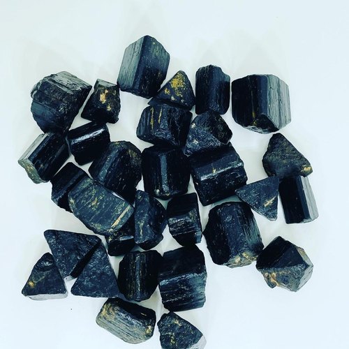 Polished Natural Black Tourmaline Rough Stone, Shape : Hexagonal, Round, Square