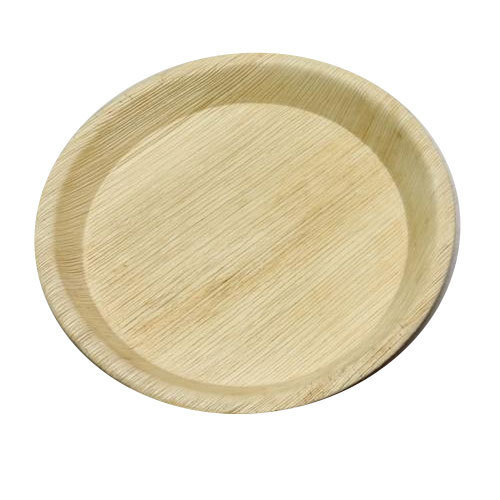 Round Disposable Areca Leaf Plates, For Serving Food, Pattern : Plain