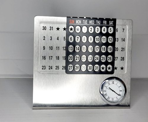 Desktop Calendar Stand With Clock, Packaging Type : Box