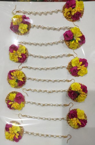 Artificial Flower Mogra Maang Tikka, Length : 4 Inch