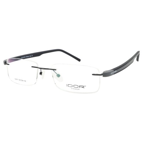 IDOR Rectangular Metal Rimless Spectacle Frame, Lenses Material : Demo Lens