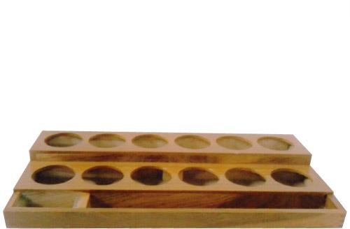 12 Hole Wooden Test Tube Stand, Color : Brown