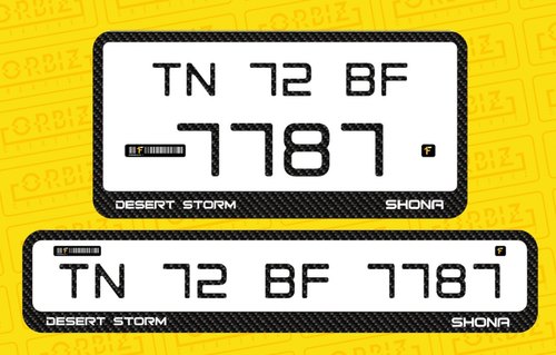 ORBIZ Bike Number Plate, Size : 500X120MM