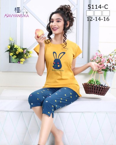 Hosiery Kids Capri Night Suit, Gender : Female