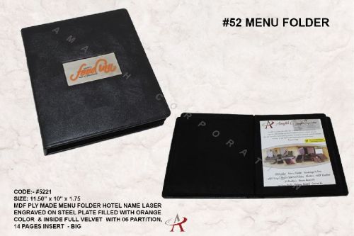 Leatherette+MDF+steel Plate Banquet Menu Folder