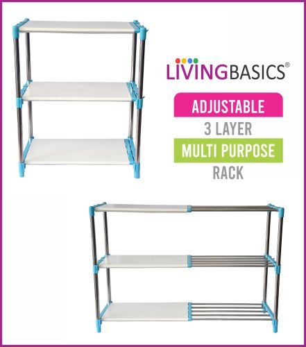 LIVINGBASICS Stainless Steel Office Rack, Color : Cyan Blue