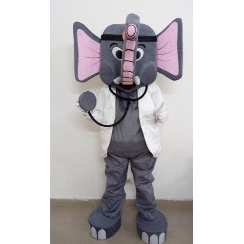 Polyester Light Weight Foam Plain Elephant Mascot Costume, Color : Grey