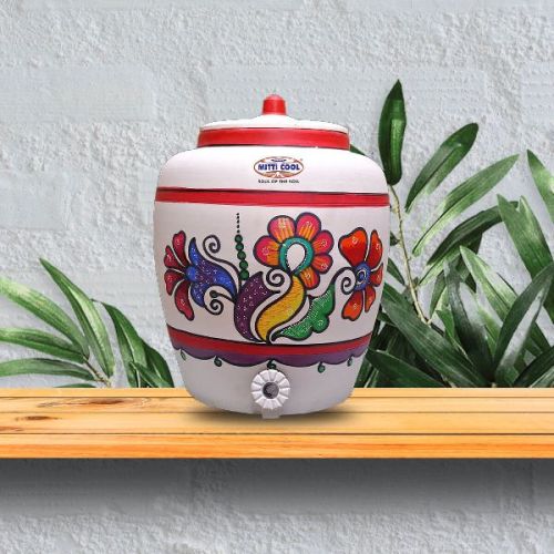 6.5 Liters Clay Water Pot, Color : White