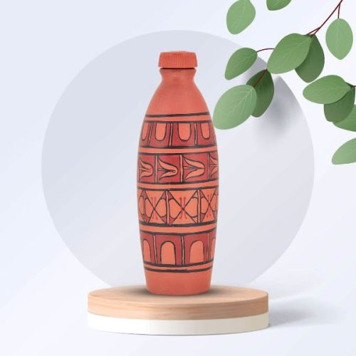 Clay Abstract Cross Water Bottle