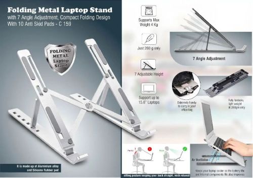 Folding Metal Laptop Stand, Color : Silver