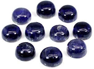 Round Natural Iolite Semi Precious Stone, Size : 6mm