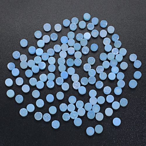  Round Natural Light Blue Druzy Round Stone, Size :  6mm