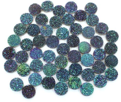 Round Titanium Green Druzy Semi Precious Stone