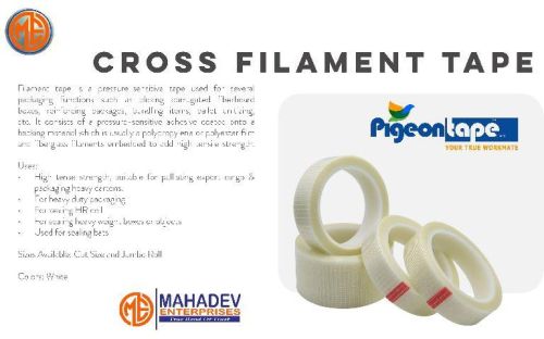 PIGEONTAPE Cross Filament Tape, For Carton Sealing, Masking, Design : Plain