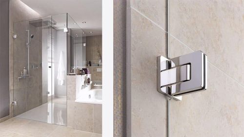 Polished Aluminium Glass Shower Hinges, Length : 5inch, 6inch