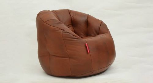 By Couchette Leather Filled Bean Bag Chair