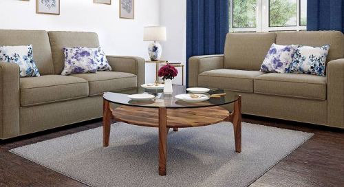 Solid Wood Glasstop Coffee Table