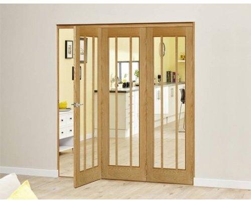 Glass Oak Wooden Bifold Door