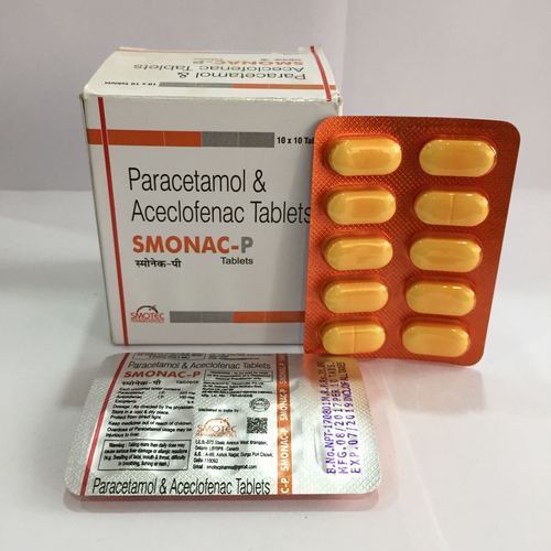 Aceclofenac and Paracetamol Tablet, Packaging Size : 10*10