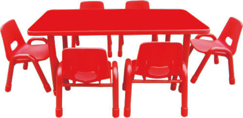 FRP Rectangle Table, For Playschool, Color : Red